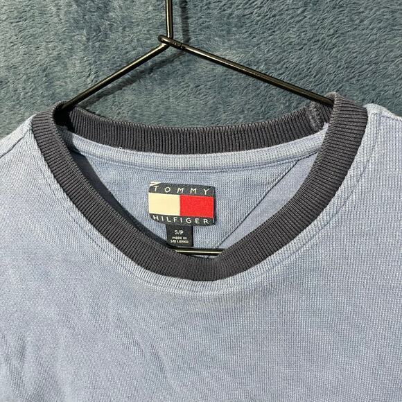 Vintage Tommy Hilfiger Blue Long Sleeve and Dark Blue Collar In Men’s Size Small - Picture 2 of 6